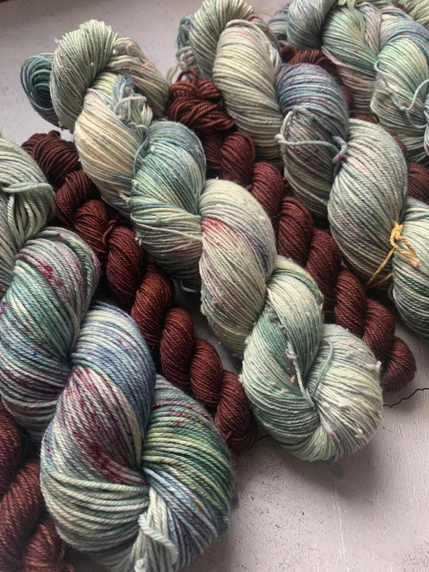 Luna Moth & Chocolate - Sock Set-  Dyed to Order - Sweet Pea & Sparrow Hand Dyed Yarns
