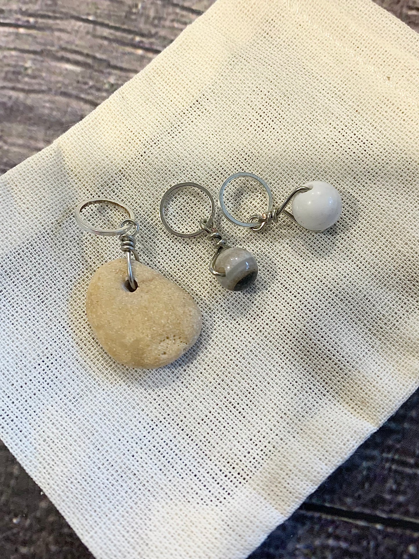 Set of 3-Lake Stone Stitch Marker