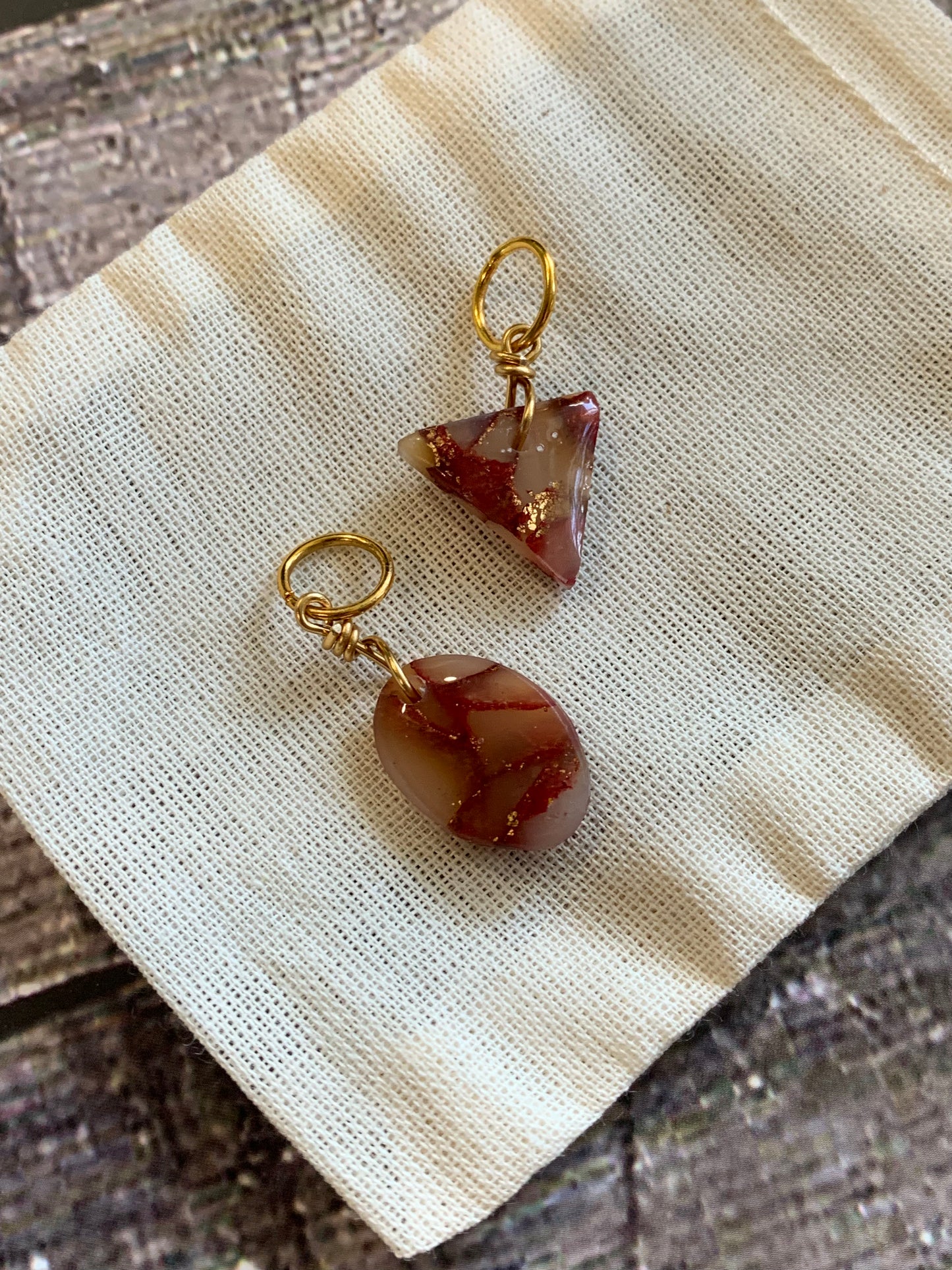 Red Faux Stone Stitch Markers