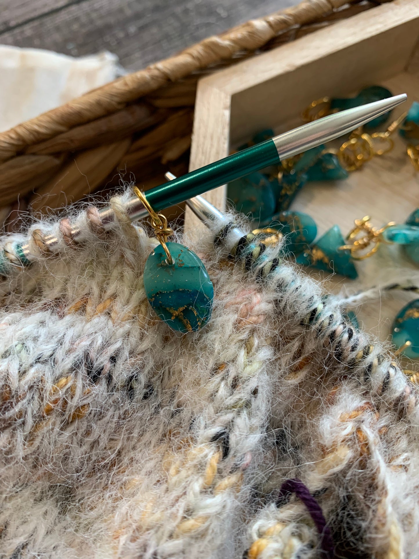 Turquoise Faux Stone Stitch Markers