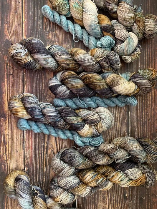 Nubian Goat with Baby Blue Eyes -Livestock Sock Set - Dyed to Order - Sweet Pea & Sparrow Hand Dyed Yarns