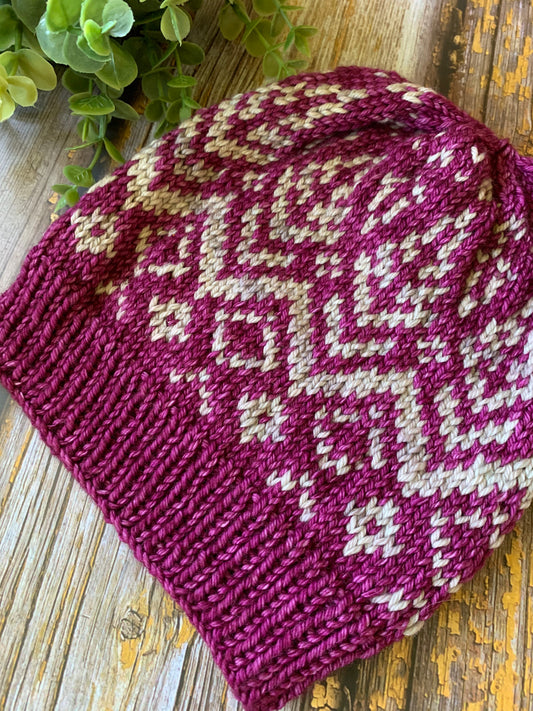 PATTERN ONLY - Diamond Pines Beanie - A PDF Knit Colorwork Hat Pattern - Sweet Pea & Sparrow